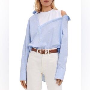 Maje Light Blue Off-Shoulder Blouse